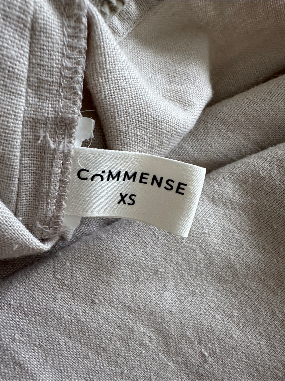 Commense Linen Blend Square Neck Maxi Dress Side Slits Beige Taupe XS Coastal - Picture 7 of 7